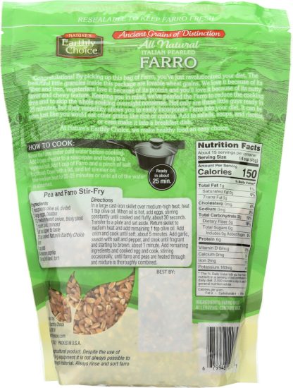 NATURES EARTHLY CHOICE: Italian Pearled Farro, 24 oz