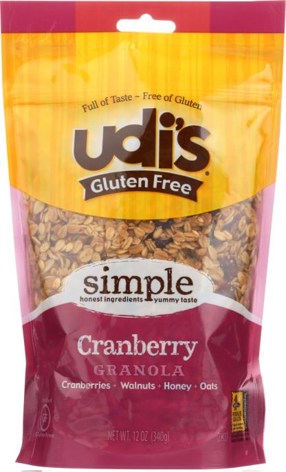 UDIS: Gluten Free Granola Cranberry, 12 Oz