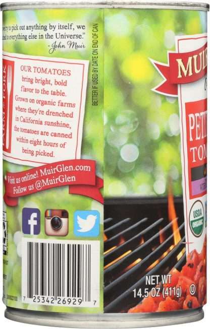 MUIR GLEN: Organic Fire Roasted Diced Tomatoes With Garlic, 14.5 oz