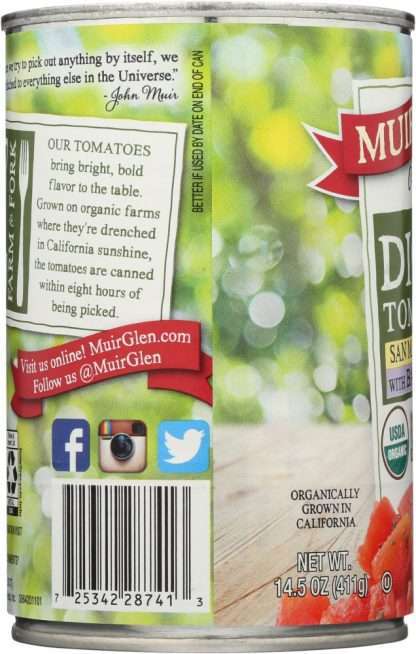 MUIR GLEN: Organic Diced Tomatoes With Basil And Garlic, 14.5 oz