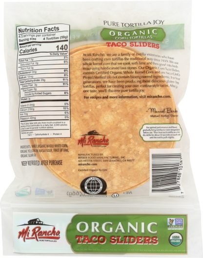 MI RANCHO: Sliders Taco 18 pc Organic, 9.36 oz