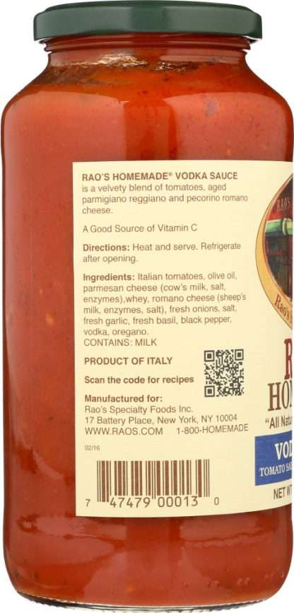 RAO'S HOMEMADE: Vodka Sauce, 24 oz