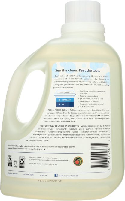 EARTH FRIENDLY: Hypoallergenic Laundry Detergent Free and Clear, 170 oz