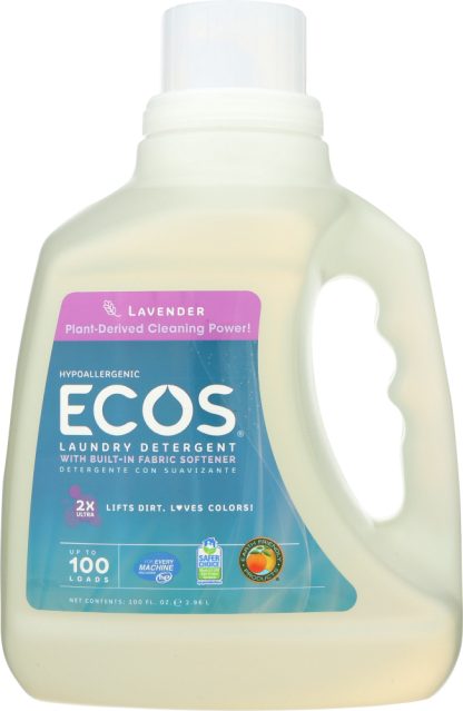 EARTH FRIENDLY: Ecos 2x Ultra Liquid Laundry Detergent Lavender, 100 oz