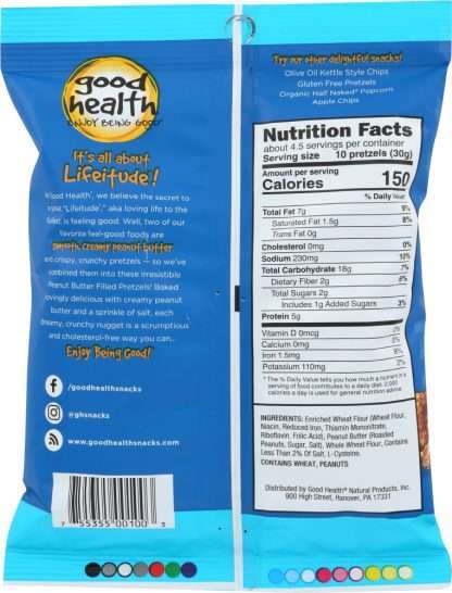 GOOD HEALTH: Peanut Butter Filled Pretzels Salted, 5 oz