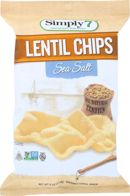 SIMPLY 7: Lentil Chips Sea Salt Just A Pinch, 4 oz