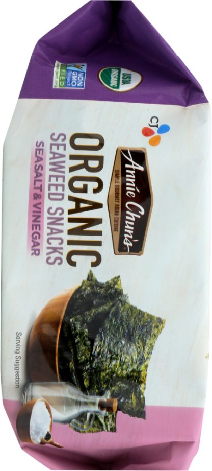 ANNIE CHUNS: Organic Seaweed Snacks Sea Salt & Vinegar, 0.35 oz