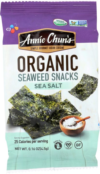 ANNIE CHUNS: Seaweed Snack Sea Salt Mini, 0.16 oz