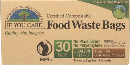 IF YOU CARE: 3 Gallon Compostable Food Waste Bags, 30 bg