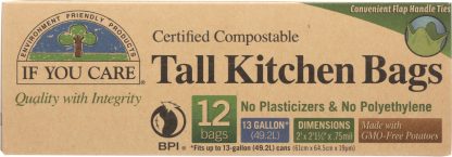 IF YOU CARE: 13 Gallon Compostable Tall Kitchen Bags, 12 bg