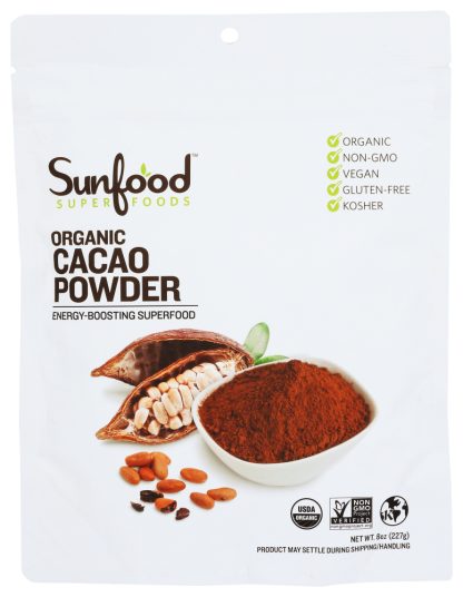 SUNFOOD SUPERFOODS: Organic Cacao Powder, 8 oz
