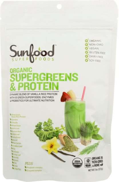SUNFOOD SUPERFOODS: Supergreens Protein, 8 oz