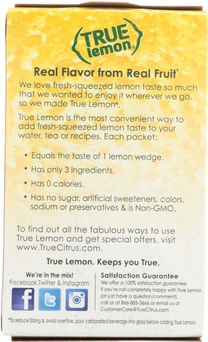 TRUE LEMON: Crystallized Lemon 32 Packets, 0.9 oz