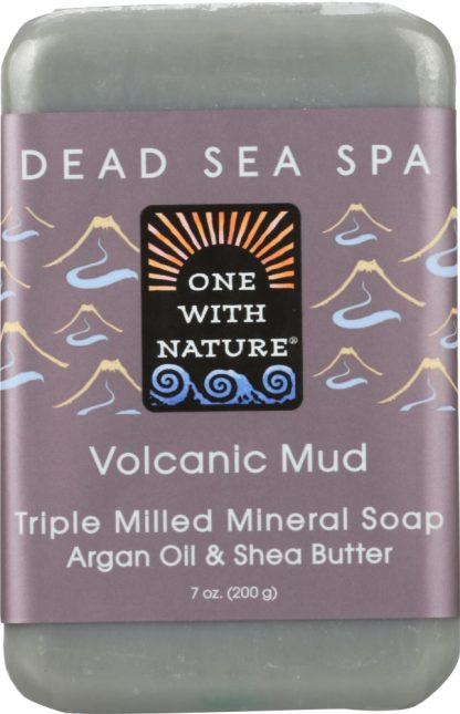 ONE WITH NATURE: Volcanic Mud Triple Milled Mineral Bar Soap Argan Oil & Shea Butter, 7 oz