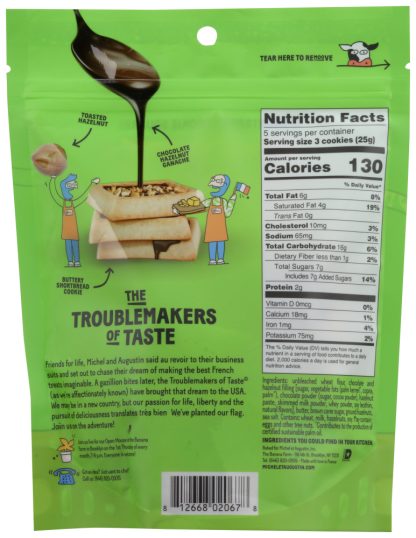 MICHEL ET AUGUSTIN: Chocolate and Toasted Hazelnut Squares Cookies, 4.4 oz