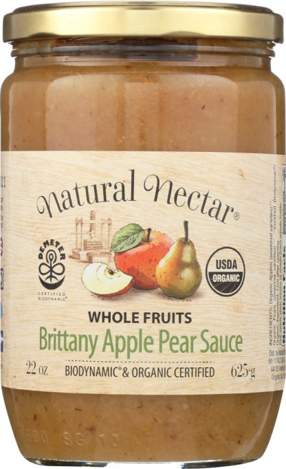 NATURAL NECTAR: Biodynamic Pear Apple Sauce, 22 oz