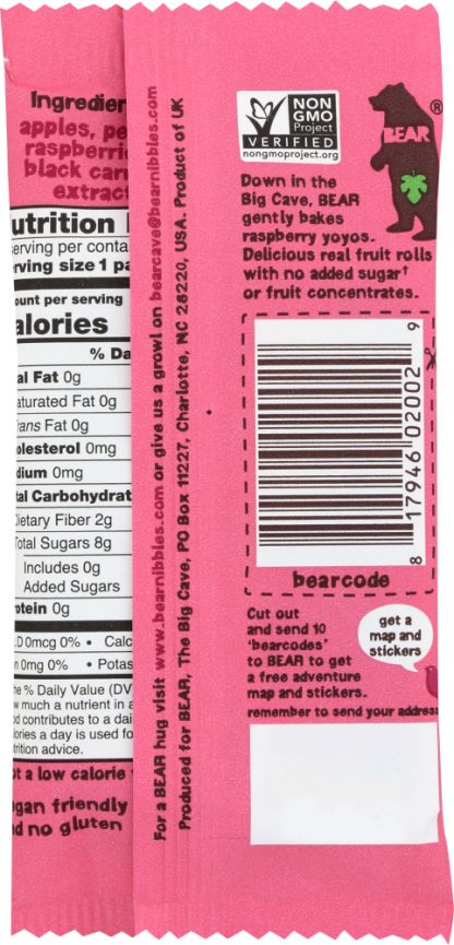 BEAR YOYO: Raspberry Fruit Rolls Single, 0.7 oz