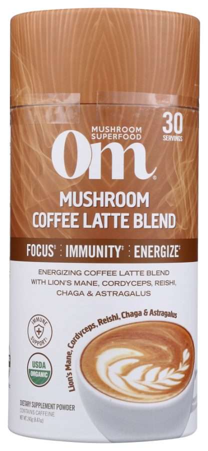 OM MUSHROOMS: Mushroom Coffee Latte Blend, 240 gm