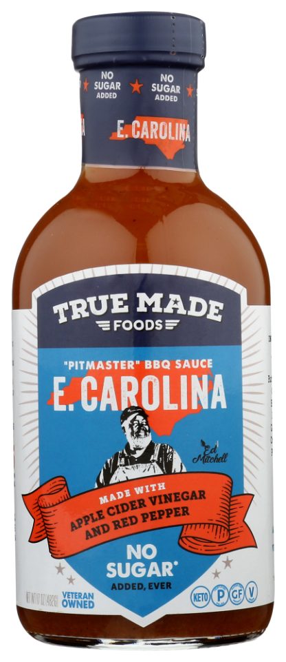 TRUE FOODS: Eastern Carolina BBQ Sauce No Sugar, 17 oz