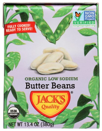 JACKS QUALITY: Organic Low Sodium Butter Beans, 13.4 oz