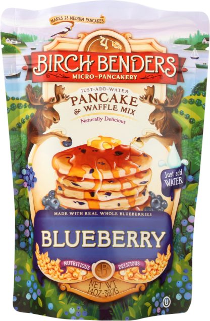 BIRCH BENDERS: Blueberry Pancake and Waffle Mix, 14 oz