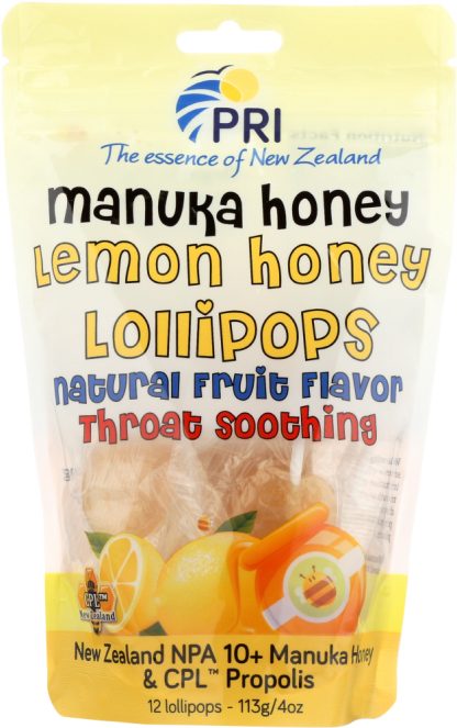 PRI: Lollipops Lemon & Honey Throat Soothing 12 Counts, 4 oz