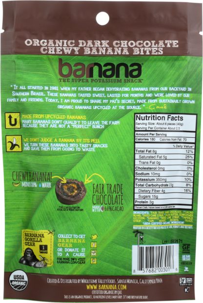 BARNANA: Organic Chocolate Chewy Banana Bites, 3.5 oz