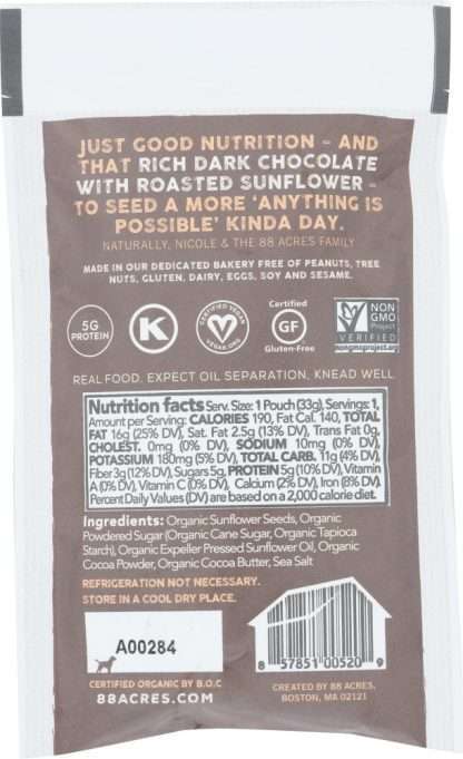 88 ACRES: Dark Chocolate Sunflower Seed Butter, 1.16 oz