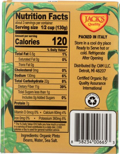 JACKS QUALITY: Organic Low Sodium Pinto Beans, 13.4 oz