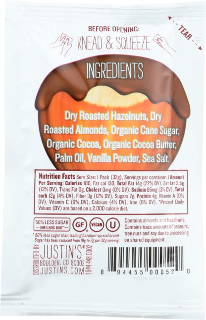 JUSTIN'S: Nut Butter Squeeze Pack Chocolate Hazelnut, 1.15 oz
