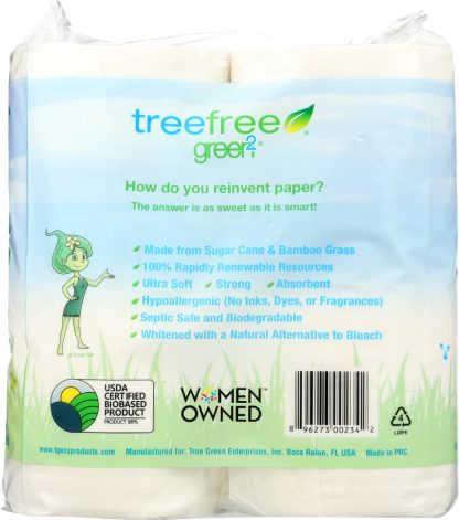 GREEN2: Tree Free Bathroom Tissue 2 Ply 300 Sheets, 4 pc