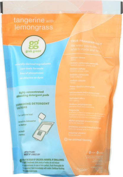 GRAB GREEN: Automatic Dishwashing Detergent Tangerine with Lemongrass, 15.2 oz