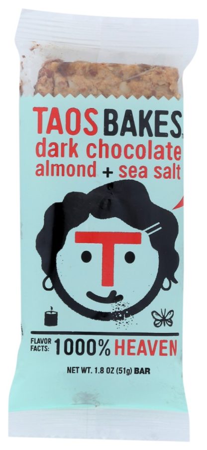 TAOS BAKES: Dark Chocolate Almond Sea Salt Bar, 1.8 oz
