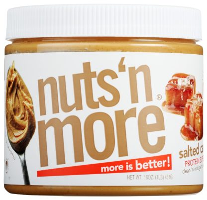 NUTS N MORE: Salted Caramel High Protein Peanut Butter Spread, 16.3 oz
