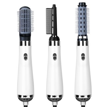 3 In 1 Hot Air Brush One-Step Hair Dryer Comb 3 Interchangeable Brush Combs Volumizer Hair Curler Straightener