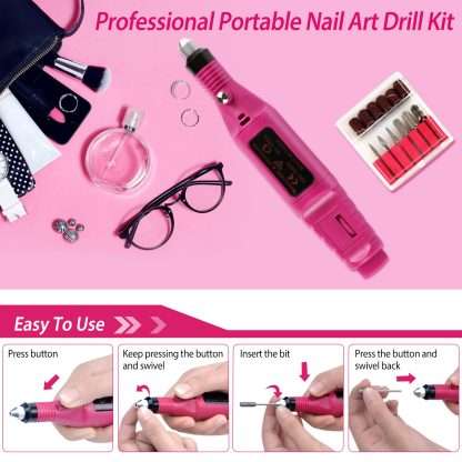 Nail Art Drill Kit Professional Finger Toe Nail Care Electric Nail Polishing Machine Manicure Pedicure File Tools