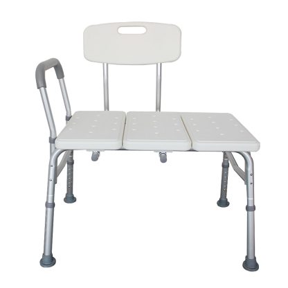 Medical Bathroom Safety Shower Tub Aluminium Alloy Bath Chair Transfer Bench with Wide Seat & Padded Handle White YF