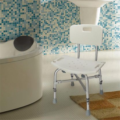 Medical Bathroom Safety Shower Tub Heavy Duty Aluminium Alloy Bath Chair Bench with Back White YF