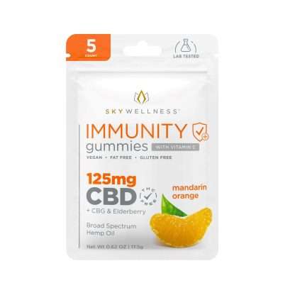 Sky Wellness CBD Immunity Gummies 125mg 5ct + CBG + Elderberry