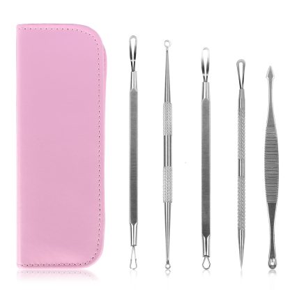 5 Pcs Blackhead Remover Kit Pimple Comedone Extractor Tool Set Stainless Steel