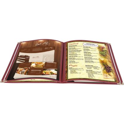 1-volume 4-page 8.5x11in Burgundy Menu Cover