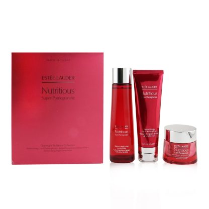Estee Lauder - Nutritious Super-Pomegranate Overnight Radiance Collection: Cleansing Foam 125ml+Lotion Intense Moist 200ml+Night Creme 50ml - 3pcs
