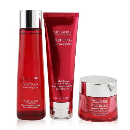 Estee Lauder - Nutritious Super-Pomegranate Overnight Radiance Collection: Cleansing Foam 125ml+Lotion Intense Moist 200ml+Night Creme 50ml - 3pcs