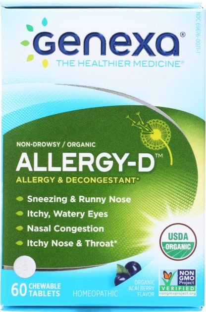 GENEXA: Allergy D Organic Allergy and Decongestant, 60 tb