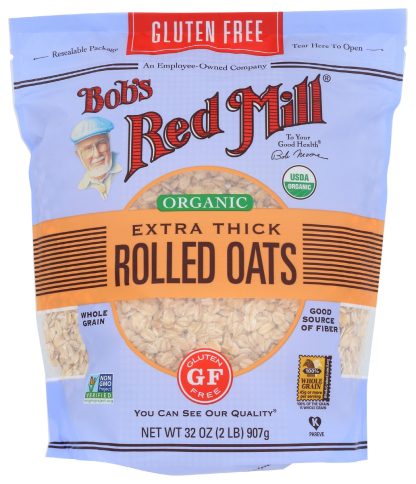 BOBS RED MILL: Gluten Free Organic Extra Thick Rolled Oats, 32 oz