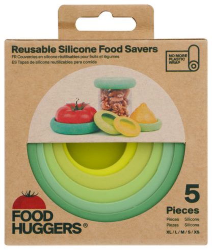 FOOD HUGGERS: Sage Green Reusable Silicone Food Savers, 5 pc