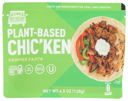 ROLLINGREENS: Chopped Fajita Plant Based Chicken, 4.5 oz