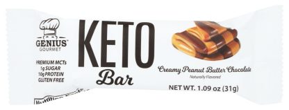 GENIUS GOURMET KETO BARS: Creamy Peanut Butter Chocolate,1.09 oz