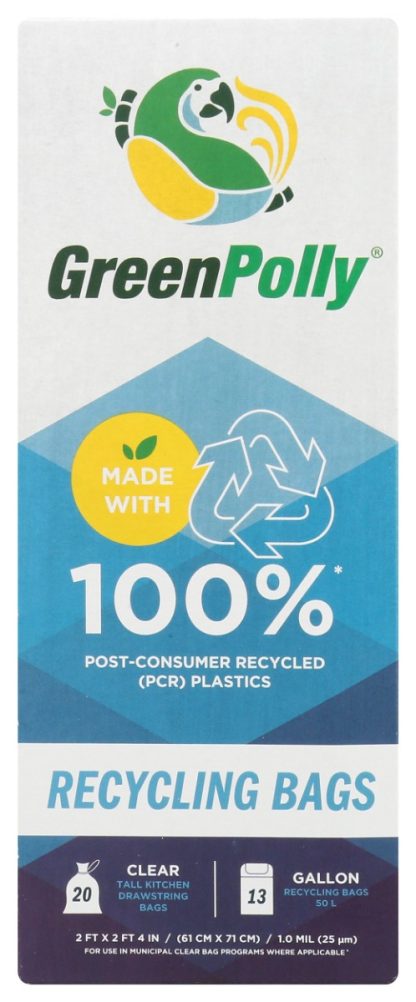 GREENPOLLY: Recycling Bags 13 Gallon, 20 bg