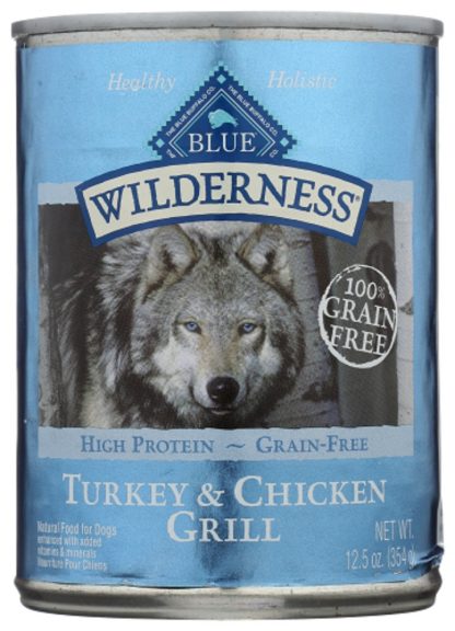BLUE BUFFALO: Wilderness Adult Dog Food Turkey and Chicken Grill, 12.50 oz